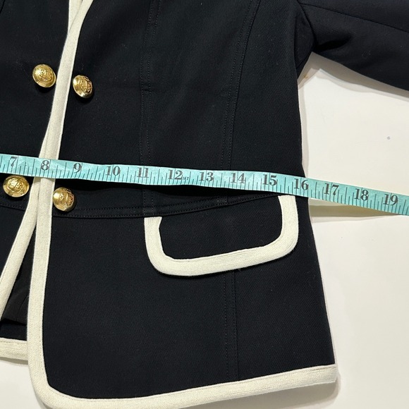 Talbots Military Peplum Jacket Womens 2P Black Gold Button Cotton Classic Preppy - Picture 15 of 15